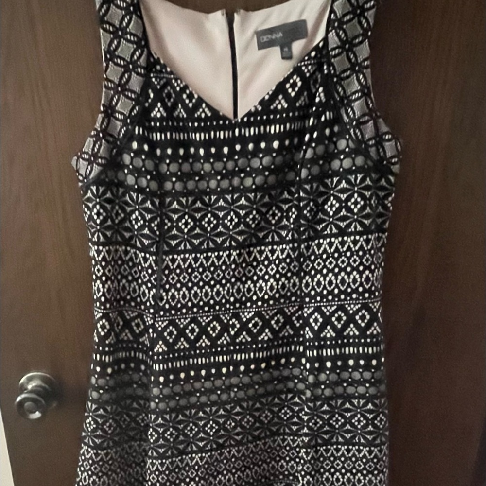 NWT Donna Ricco  Sweetheart Neck Fit Flare Dress, Sleeveless, Black & Tan, sz 14